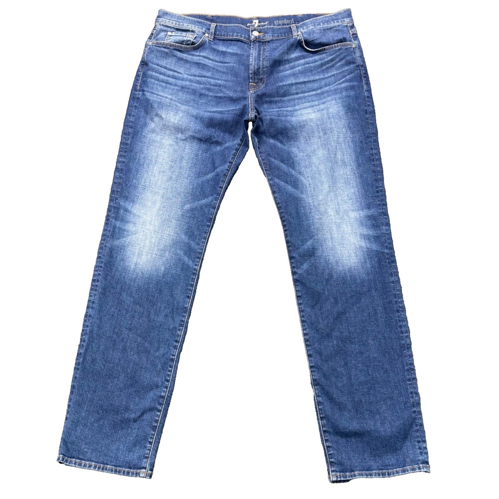 7 For All Mankind Jeans Mens 40x36 Standard Blue Faded Straight Leg Denim Casual